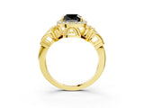 Yellow gold Fancy Black Cushion Cut Halo Diamond Split Shank Engagement Ring with Four-Prong Setting_3