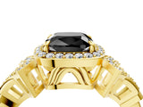 Yellow gold Fancy Black Cushion Cut Halo Diamond Split Shank Engagement Ring with Four-Prong Setting_4