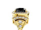 Yellow gold Fancy Black Cushion Cut Halo Diamond Split Shank Engagement Ring with Four-Prong Setting_5