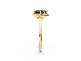 Yellow gold Fancy Black Cushion Cut Halo Round Diamond Solitaire Engagement Ring with Pave Band and Four-Prong Setting_14