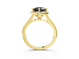 Yellow gold Fancy Black Cushion Cut Halo Round Diamond Solitaire Engagement Ring with Pave Band and Four-Prong Setting_15