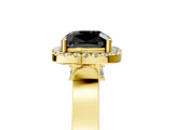 Yellow gold Fancy Black Cushion Cut Halo Round Diamond Twist Band with Four-Prong Setting_5