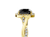 Yellow gold Fancy Black Cushion Cut Halo Twist Band with Four-Prong Setting_5