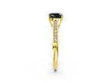 Yellow gold Fancy Black Cushion Cut Solitaire Cathedral Diamond Engagement Ring with Channel-Set Band and Four-Prong Setting_5