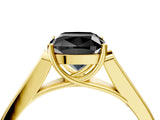 Yellow gold Fancy Black Cushion Cut Solitaire Cathedral Diamond Engagement Ring with Channel-Set Band and Four-Prong Setting_7