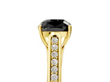Yellow gold Fancy Black Cushion Cut Solitaire Cathedral Diamond Engagement Ring with Channel-Set Band and Four-Prong Setting_8
