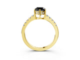 Yellow gold Fancy Black Cushion Cut Solitaire Diamond Engagement Ring with Pavé Band and Six-Prong Setting_15