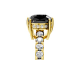 Yellow gold Fancy Black Cushion Cut Solitaire Diamond Engagement Ring with Pavé Band and Six-Prong Setting_17