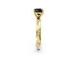 Yellow gold Fancy Black Cushion Cut Solitaire Diamond Engagement Ring with Twisted Pave Band and Four-Prong Setting_5