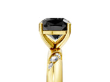 Yellow gold Fancy Black Cushion Cut Solitaire Diamond Engagement Ring with Twisted Pave Band and Four-Prong Setting_8