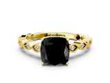Yellow gold Fancy Black Cushion Cut Solitaire Diamond Ring with Infinity Twist Band and Four-Prong Setting_12