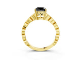 Yellow gold Fancy Black Cushion Cut Solitaire Diamond Ring with Infinity Twist Band and Four-Prong Setting_15