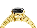 Yellow gold Fancy Black Cushion Cut Solitaire Diamond Ring with Infinity Twist Band and Four-Prong Setting_16