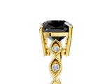Yellow gold Fancy Black Cushion Cut Solitaire Diamond Ring with Infinity Twist Band and Four-Prong Setting_17