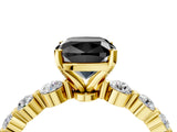 Yellow gold Fancy Black Cushion Cut Solitaire Diamond Ring with Pave Band and Four-Prong Setting_4