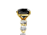 Yellow gold Fancy Black Cushion Cut Solitaire Diamond Ring with Pave Band and Four-Prong Setting_5