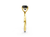 Yellow gold Fancy Black Cushion Cut Solitaire Diamond Ring with Prong Setting and Plain Band_2