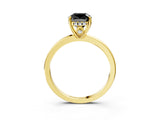 Yellow gold Fancy Black Cushion Cut Solitaire Diamond Ring with Prong Setting and Plain Band_3