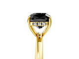 Yellow gold Fancy Black Cushion Cut Solitaire Diamond Ring with Prong Setting and Plain Band_5