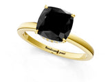 Yellow gold Fancy Black Cushion Cut Solitaire Engagement Ring with Cathedral Band and Four-Prong Setting_1