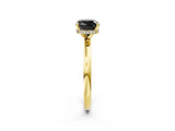 Yellow gold Fancy Black Cushion Cut Solitaire Engagement Ring with Cathedral Band and Four-Prong Setting_2