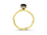 Yellow gold Fancy Black Cushion Cut Solitaire Engagement Ring with Cathedral Band and Four-Prong Setting_3
