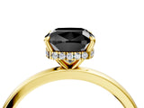 Yellow gold Fancy Black Cushion Cut Solitaire Engagement Ring with Cathedral Band and Four-Prong Setting_4