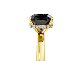 Yellow gold Fancy Black Cushion Cut Solitaire Engagement Ring with Cathedral Band and Four-Prong Setting_5