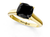 Yellow gold Fancy Black Cushion Cut Solitaire Engagement Ring with Tapered Band and Four-Prong Setting_4