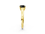 Yellow gold Fancy Black Cushion Cut Solitaire Engagement Ring with Tapered Band and Four-Prong Setting_5