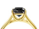 Yellow gold Fancy Black Cushion Cut Solitaire Engagement Ring with Tapered Band and Four-Prong Setting_7
