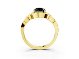 Yellow gold Fancy Black Cushion Cut Solitaire Intertwined Band Prong Setting Ring_3