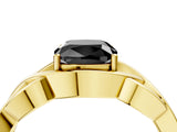 Yellow gold Fancy Black Cushion Cut Solitaire Intertwined Band Prong Setting Ring_4