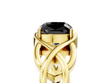 Yellow gold Fancy Black Cushion Cut Solitaire Intertwined Band Prong Setting Ring_5