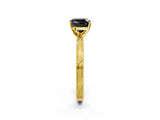 Yellow gold Fancy Black Cushion Cut Solitaire Milgrain Engraved Band with Four-Prong Setting_2