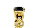 Yellow gold Fancy Black Cushion Cut Solitaire Milgrain Leaf Band with Prong Setting_5