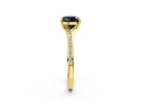 Yellow gold Fancy Black Cushion Cut Solitaire Pavé Band with Four-Prong Setting_2