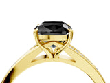 Yellow gold Fancy Black Cushion Cut Solitaire Pavé Band with Four-Prong Setting_4