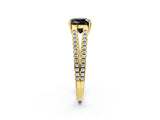 Yellow gold Fancy Black Cushion Cut Solitaire Split Shank Pavé Diamond Engagement Ring_2