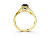 Yellow gold Fancy Black Cushion Cut Solitaire Split Shank Pavé Diamond Engagement Ring_3