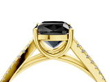 Yellow gold Fancy Black Cushion Cut Solitaire Split Shank Pavé Diamond Engagement Ring_4