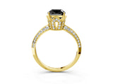 Yellow gold Fancy Black Cushion Cut Solitaire Split Shank Pave Diamond Engagement Ring with Four-Prong Setting_3