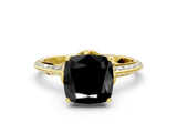 Yellow gold Fancy Black Cushion Cut Solitaire Split Shank Pave Diamond Engagement Ring with Four-Prong Setting_36
