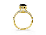 Yellow gold Fancy Black Cushion Cut Solitaire Split Shank Pave Diamond Engagement Ring with Four-Prong Setting_39