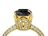 Yellow gold Fancy Black Cushion Cut Solitaire Split Shank Pave Diamond Engagement Ring with Four-Prong Setting_40