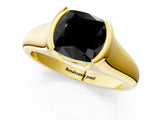 Yellow gold Fancy Black Cushion Cut Solitaire Tension Set Diamond Ring with Split Shank Band_1