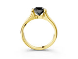 Yellow gold Fancy Black Cushion Cut Solitaire Tension Set Diamond Ring with Split Shank Band_3