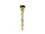 Yellow gold Fancy Black Cushion Cut Solitaire Twisted Pave Band with Four-Prong Setting_5