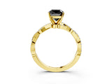 Yellow gold Fancy Black Cushion Cut Solitaire Twisted Pave Band with Four-Prong Setting_6