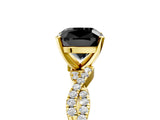 Yellow gold Fancy Black Cushion Cut Solitaire Twisted Pave Band with Four-Prong Setting_8